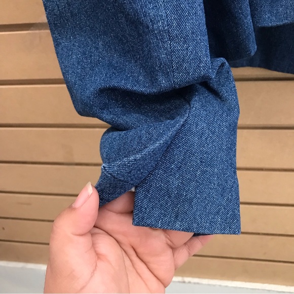 500 Maison Cinqcent Blue Denim Puff Sleeve Blazer Crop XL Jacket - Picture 12 of 16